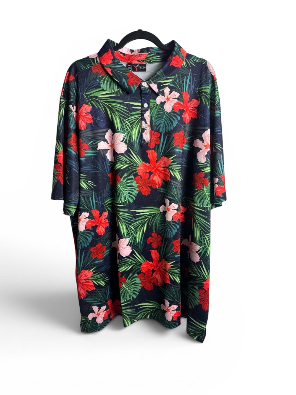 NWT Yatta Golf 4XL Jungle Hibiscus UV Sun Wrinkle free Big Man's Tropical  POLO